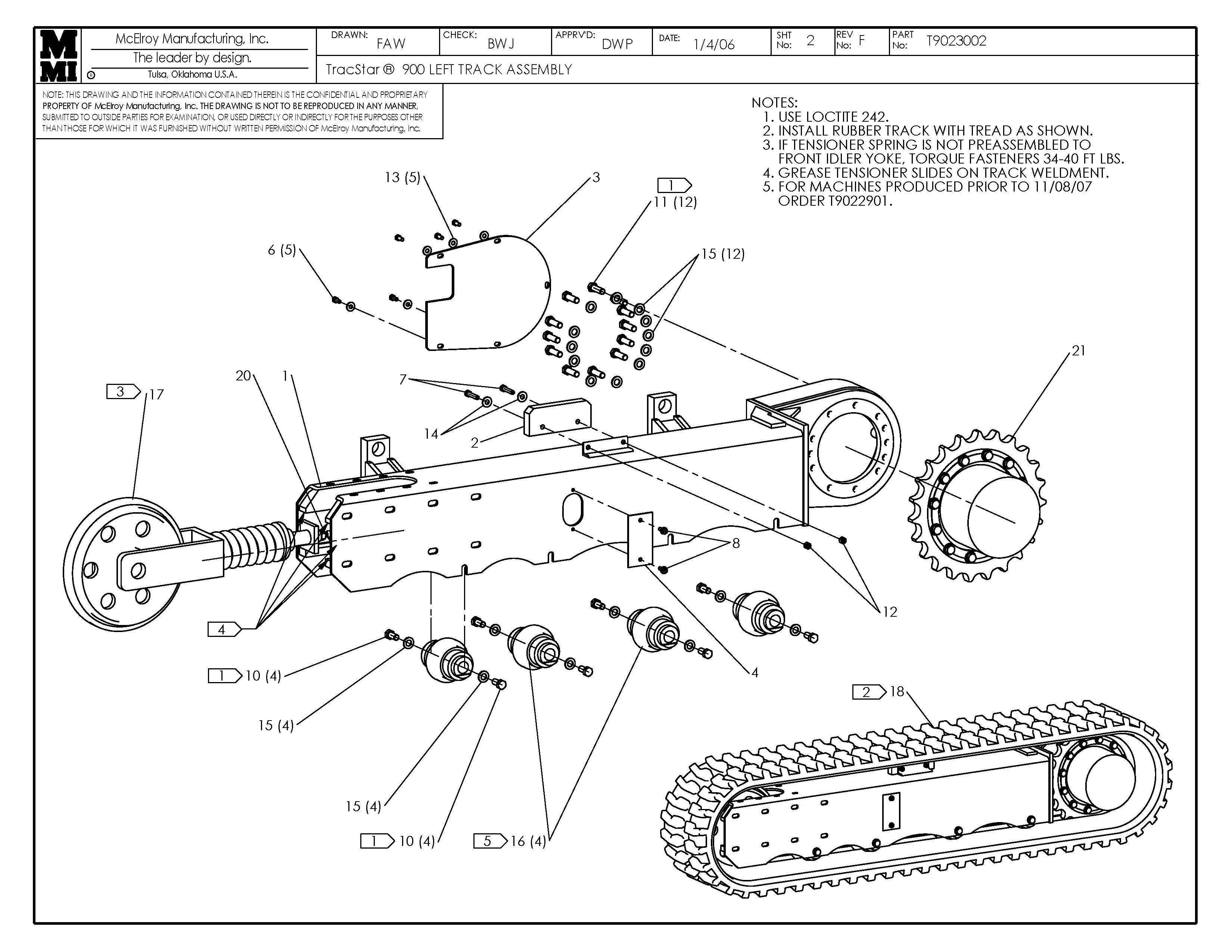 T9023002 - T900 Left Track Assembly