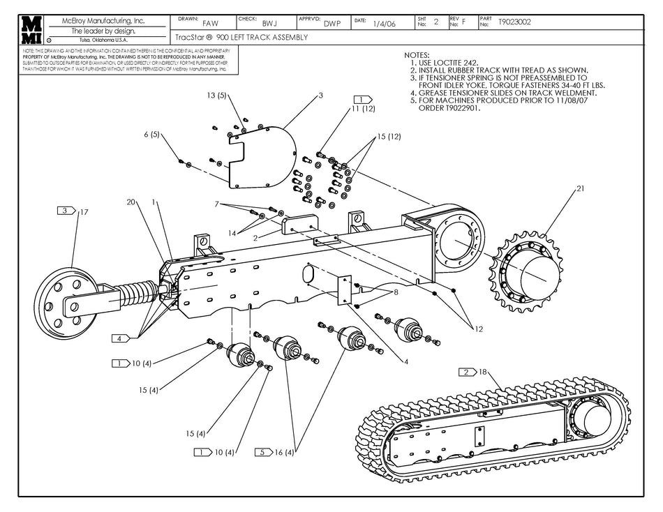 T9023002 - T900 Left Track Assembly
