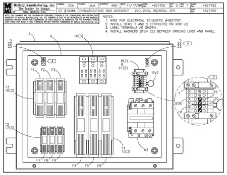 McElroy Part 4827702 - 220/240,50/60,3 CNTOR&FUSE ASY for sale