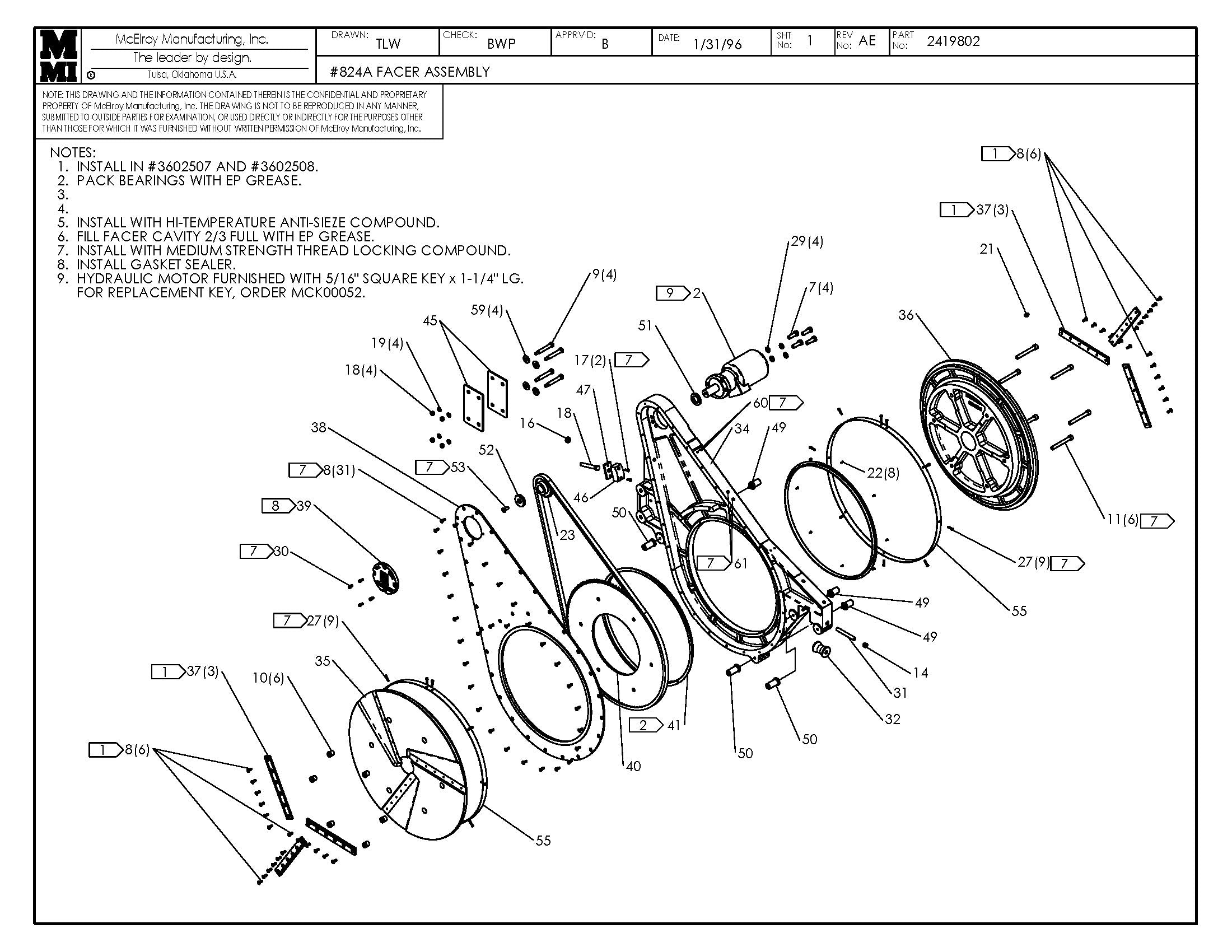 McElroy Part 2419802 - 24 FACER ASSY for sale
