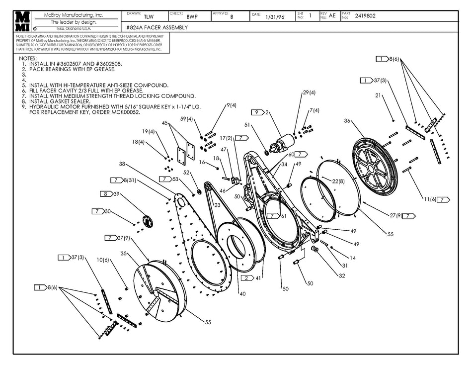 McElroy Part 2419802 - 24 FACER ASSY for sale