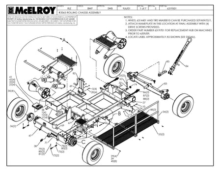 McElroy Part 6319501 - 65 ROLLING CHASSIS ASSY for sale