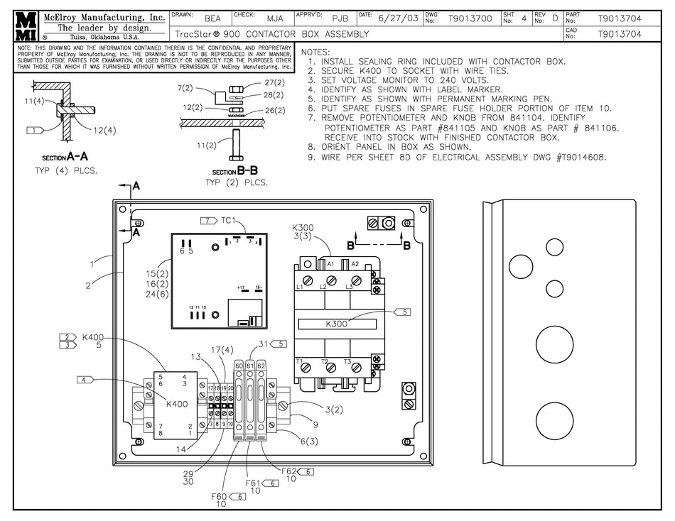 T9013704 - T900 Contactor Box Assembly