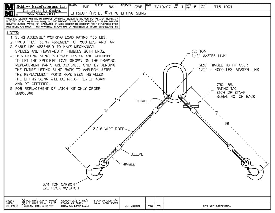 T1811901 - Pb / Hpu Lifting Sling