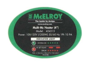 McElroy Part 8163108 - MODEL 424315 PART NO LABEL for sale