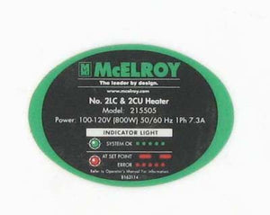 McElroy Part 8163114 - MODEL 215505 PART NO LABEL for sale