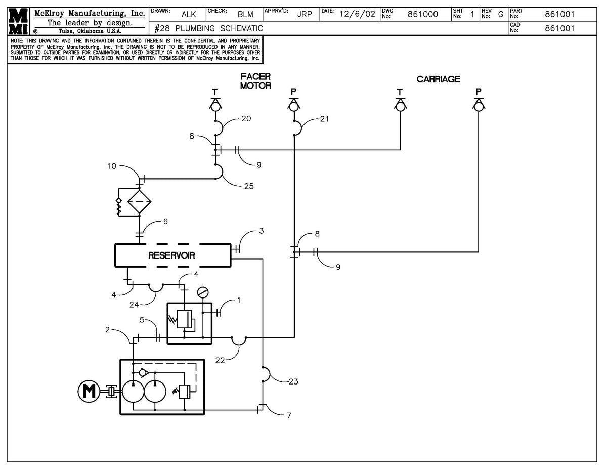 McElroy Part 861001 - 8 PLUMBING SCHEM for sale