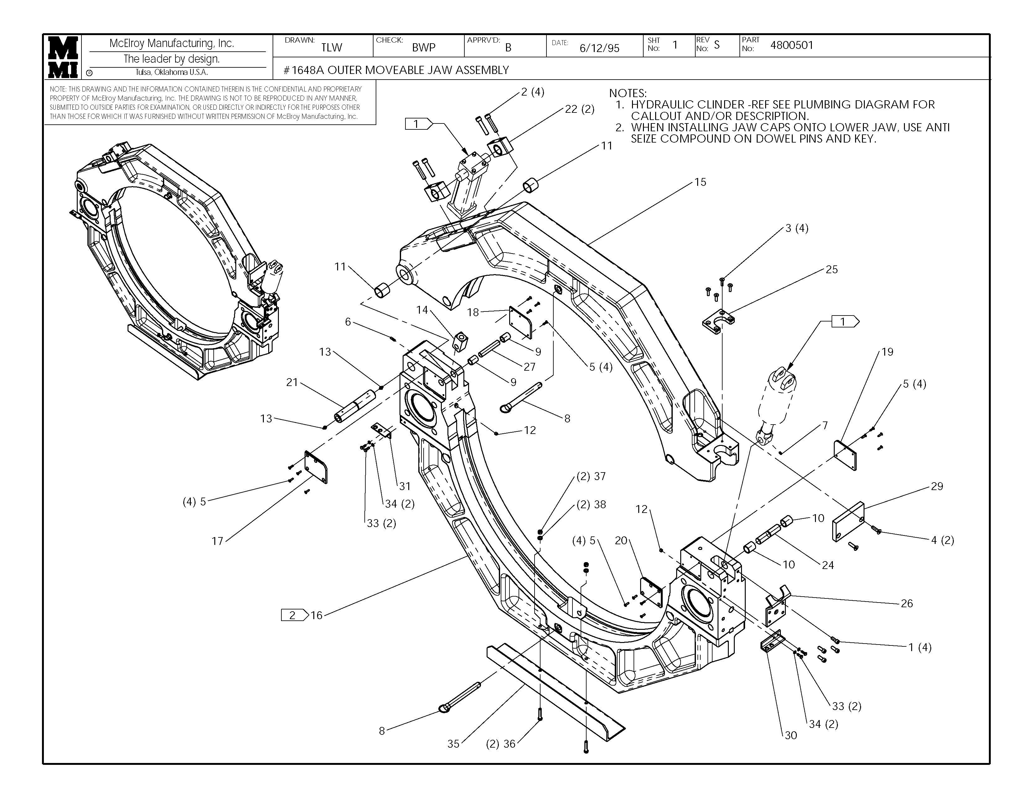 McElroy Part 4800501 - OUTER MOVABLE JAW ASSY for sale