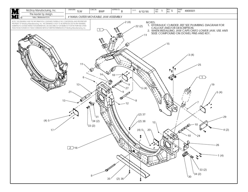 McElroy Part 4800501 - OUTER MOVABLE JAW ASSY for sale