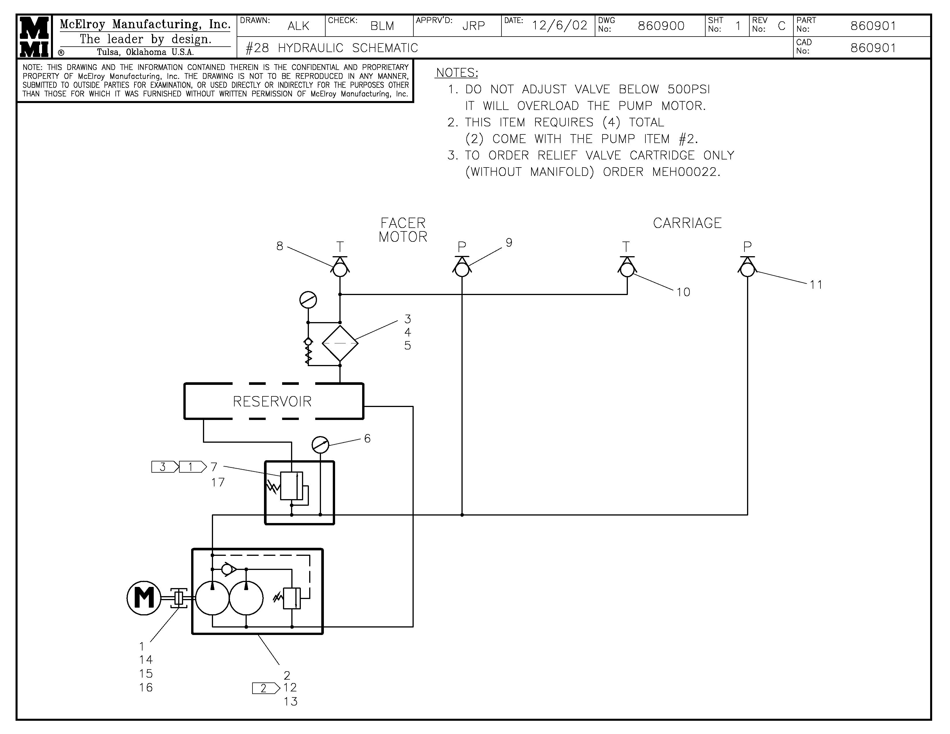 McElroy Part 860901 - 8 HYDRAULIC SCHEM for sale