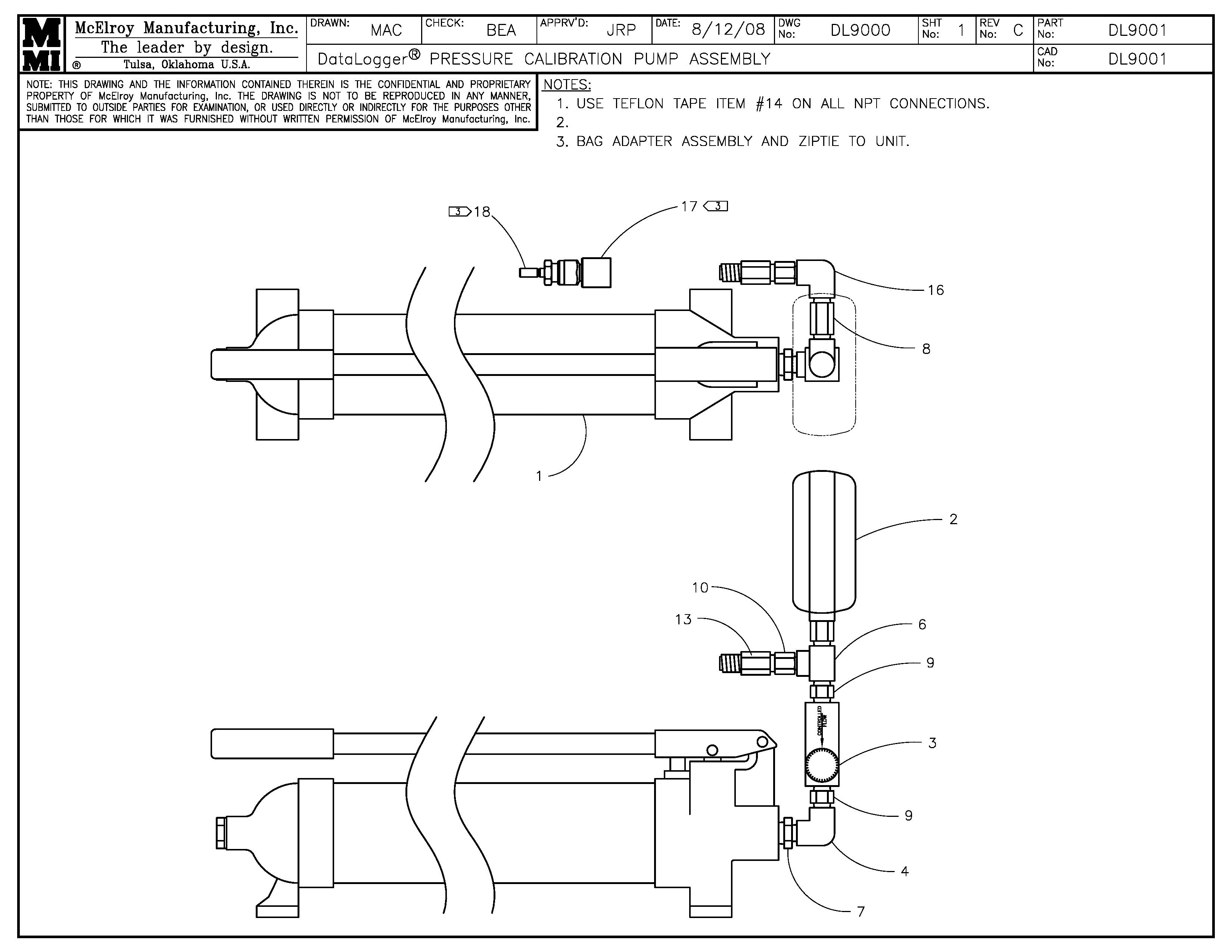 DL9001 - Dl Pressure Calibration Pump Assembly