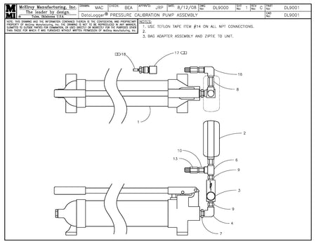DL9001 - Dl Pressure Calibration Pump Assembly