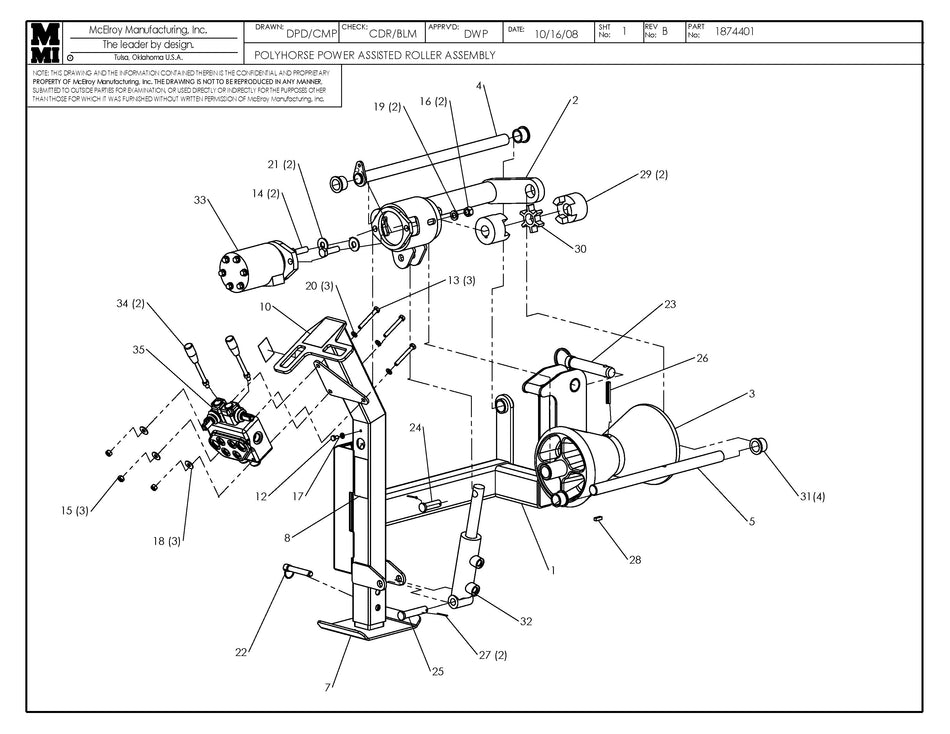 McElroy Part 1874401 - POLYHORSE PWR AST ROLLER ASSY for sale