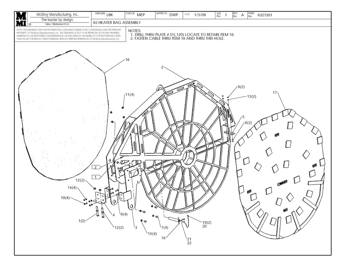 McElroy Part 6321301 - 65 HEATER BAG ASSY for sale