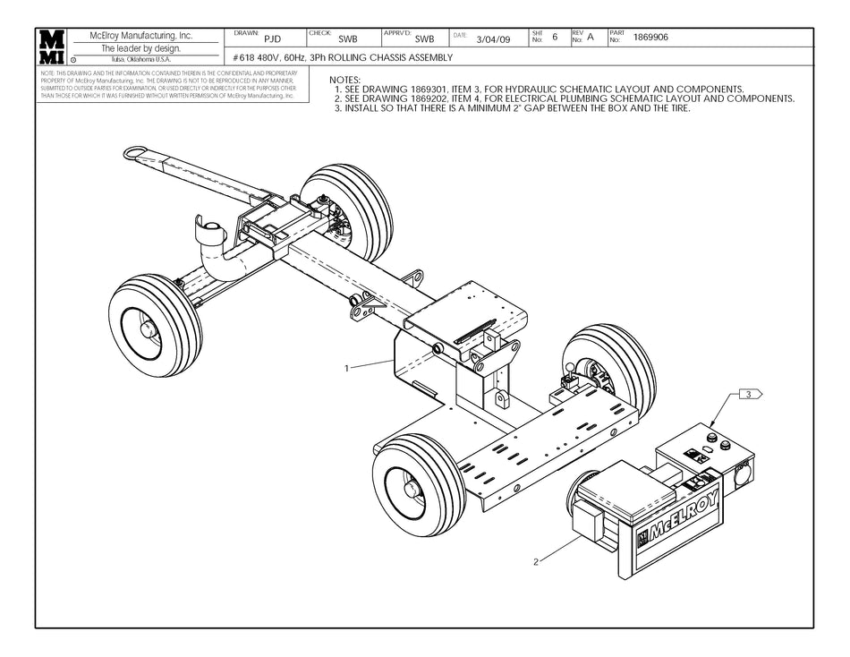 McElroy Part 1869906 - 18 480,60,3 RLG CHASSIS ASSY for sale