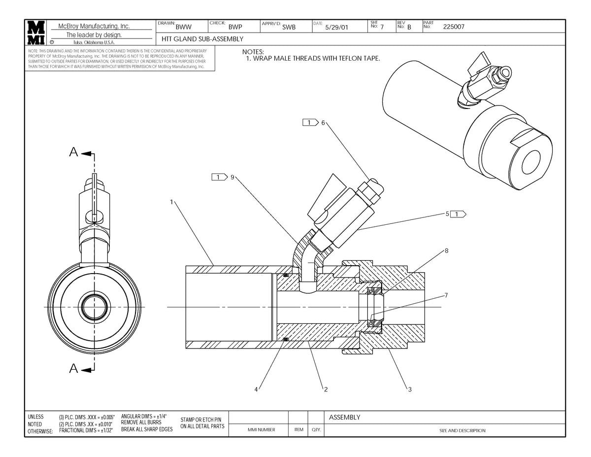 McElroy Part 225007 - HTT GLAND SUB-ASSY for sale