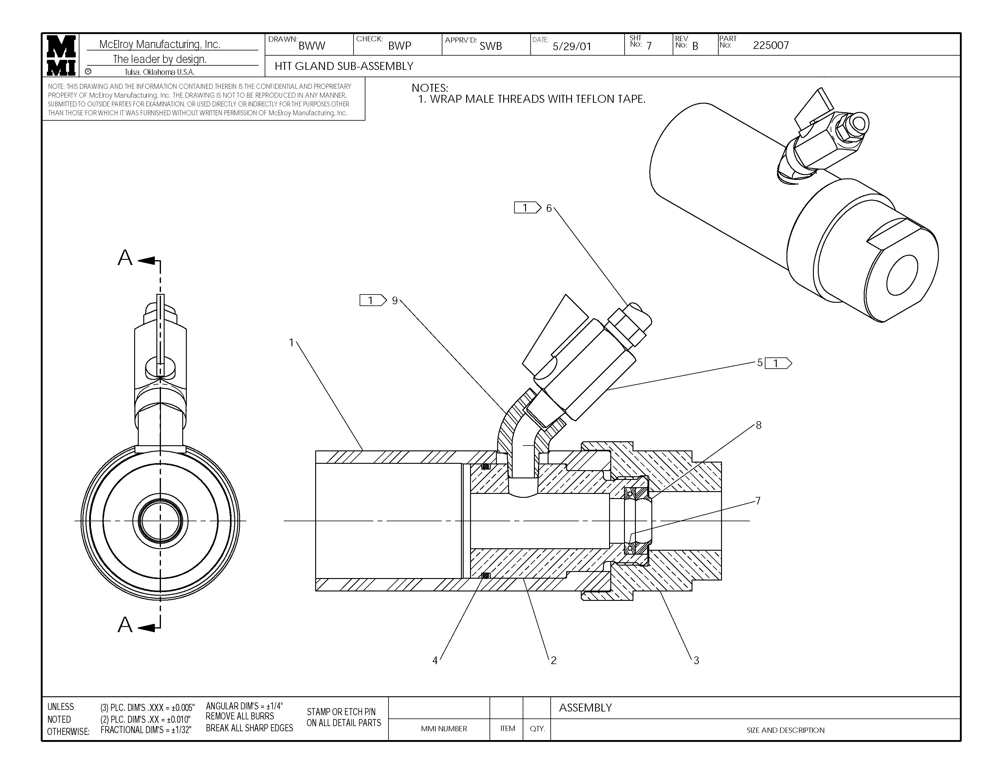 McElroy Part 225007 - HTT GLAND SUB-ASSY for sale