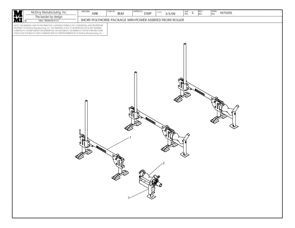 McElroy Part 1875505 - SHORT PLYHRS PKG W/PWR AST RLR for sale