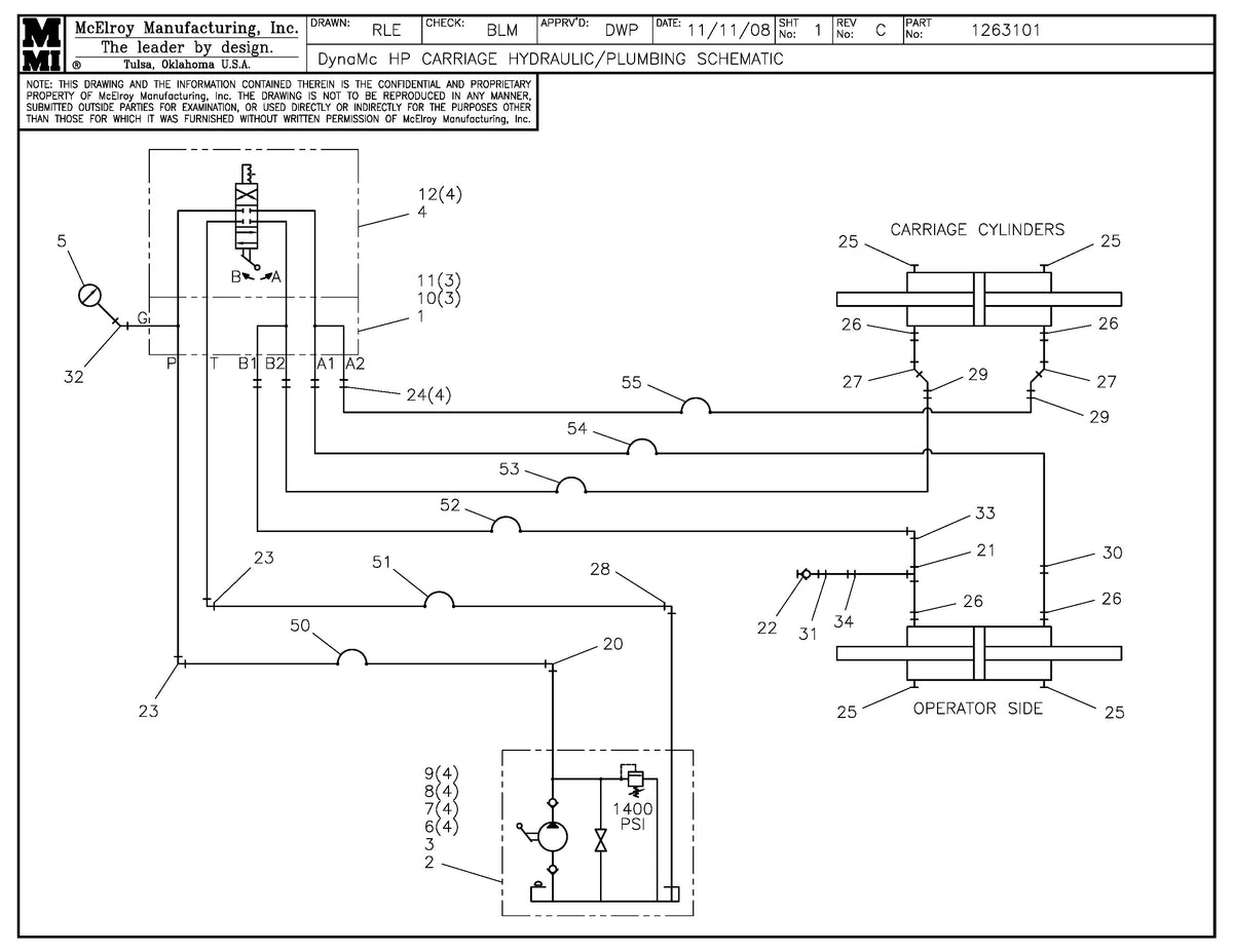 McElroy Part 1263101 - DYNAMC HP 4JAW CRG HYD/PLB SCH for sale