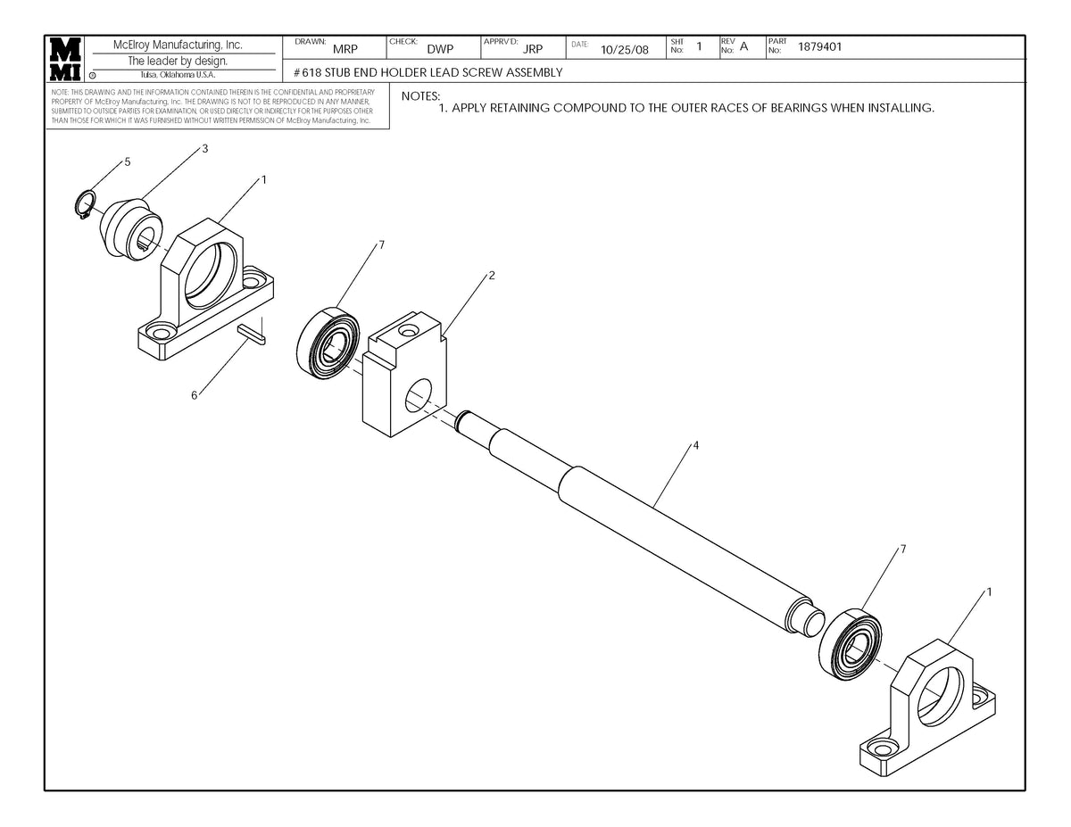 McElroy Part 1879401 - 618 STUB END HLDR LEAD SCR ASY for sale