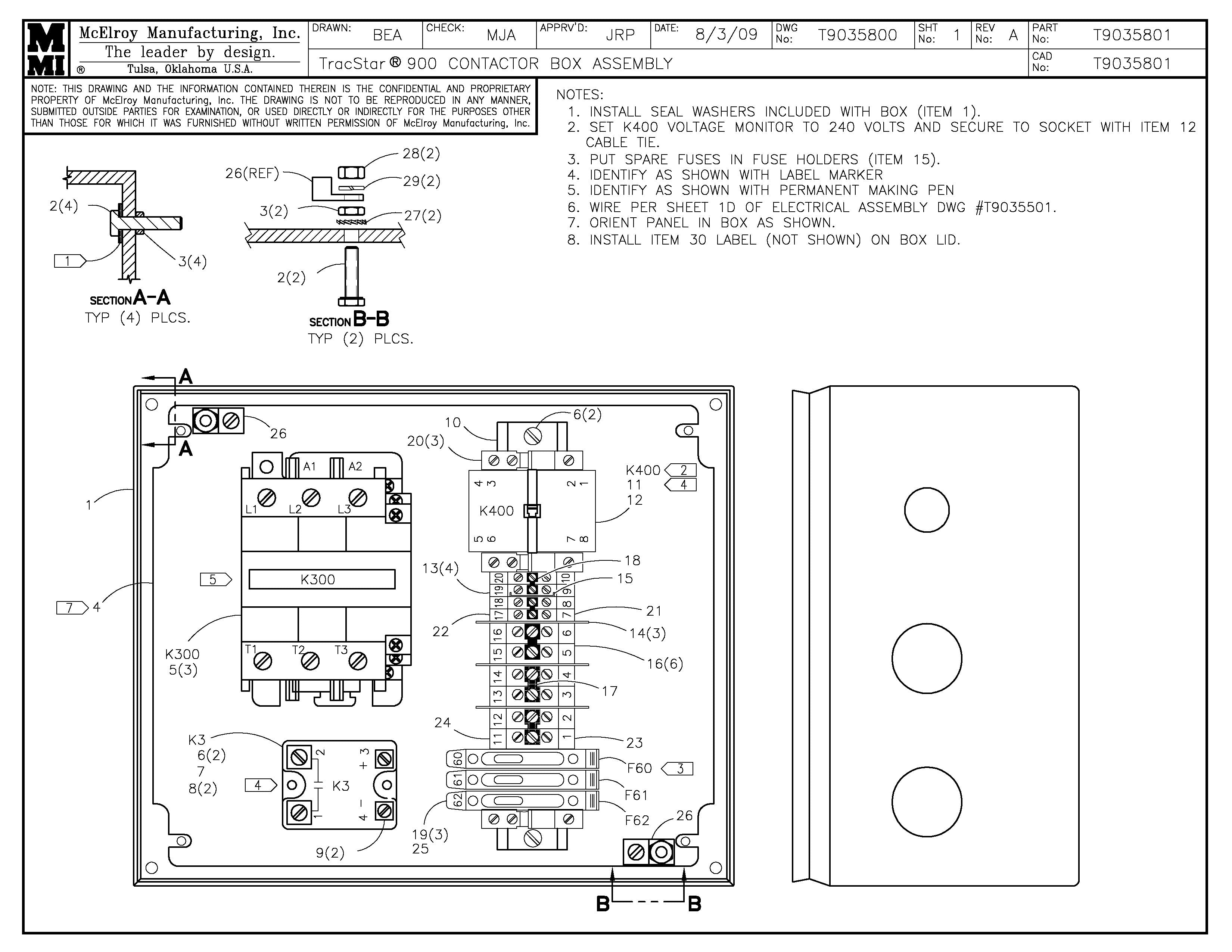 T9035801 - T900 Contactor Box Assembly