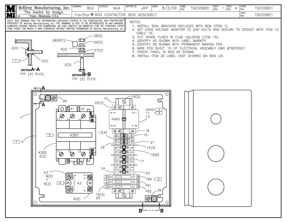 T9035801 - T900 Contactor Box Assembly