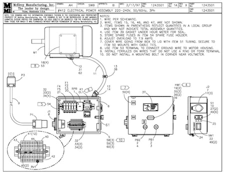 McElroy Part 1243501 - 12 220-240,50/60,3 POWER ASSY for sale