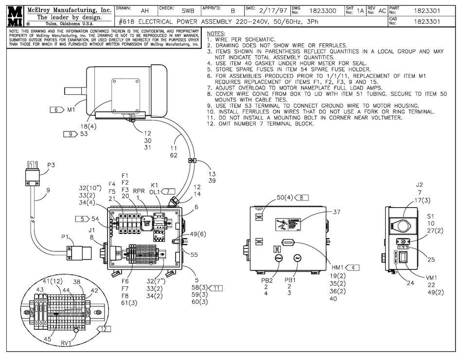 McElroy Part 1823301 - 18 220-240,50/60,3 POWER ASSY for sale