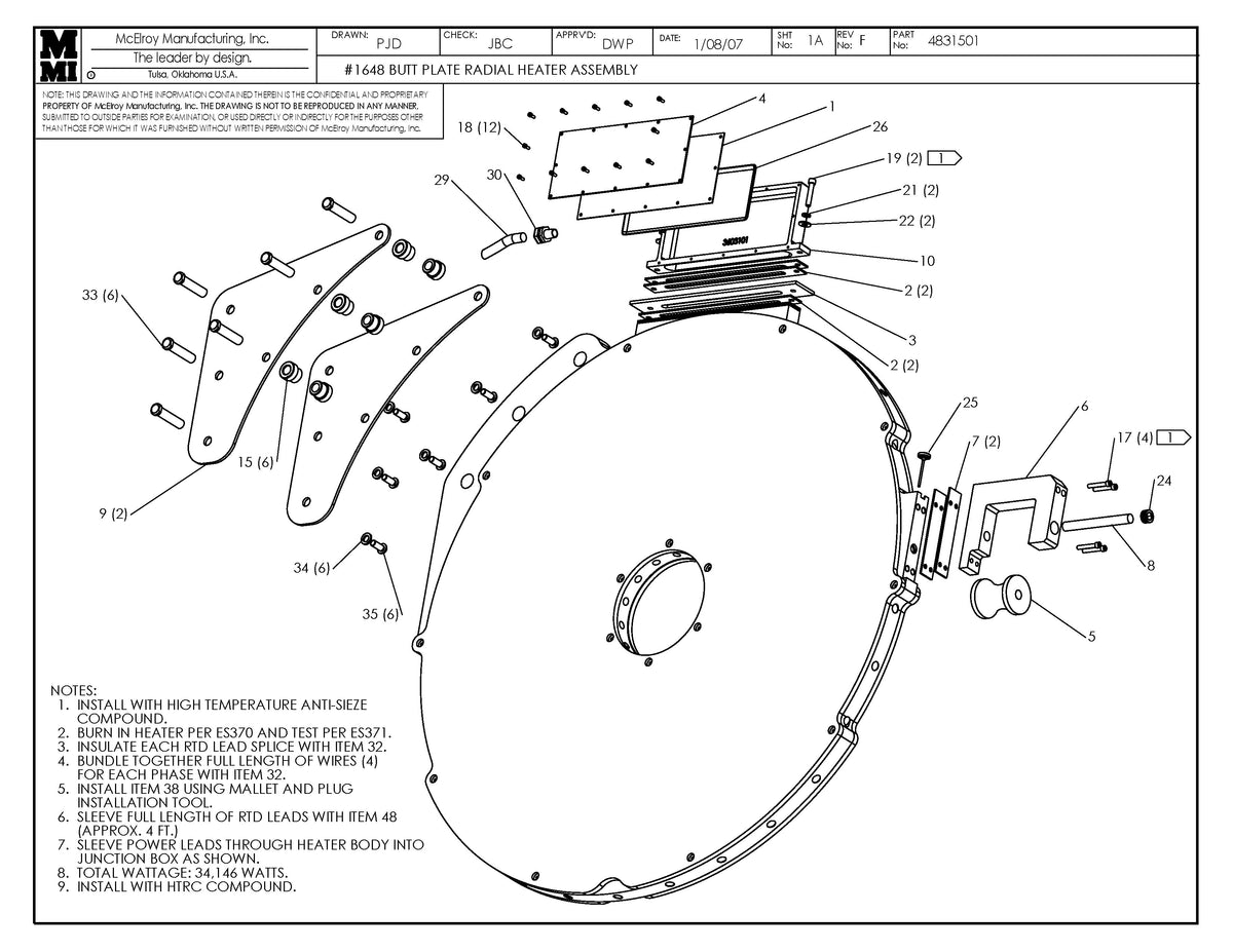 McElroy Part 4831501 - 48 RADIAL HEATER ASSY for sale