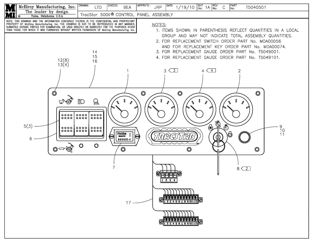 T5040501 - T500 II Control Panel Assembly
