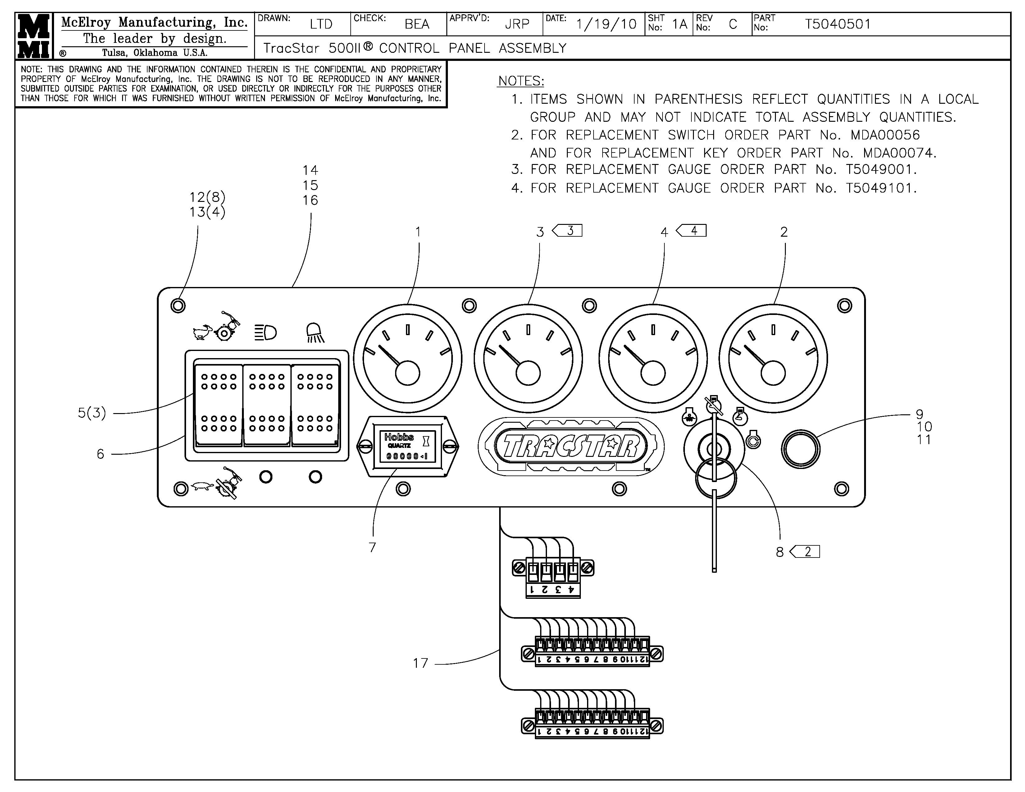 T5040501 - T500 II Control Panel Assembly