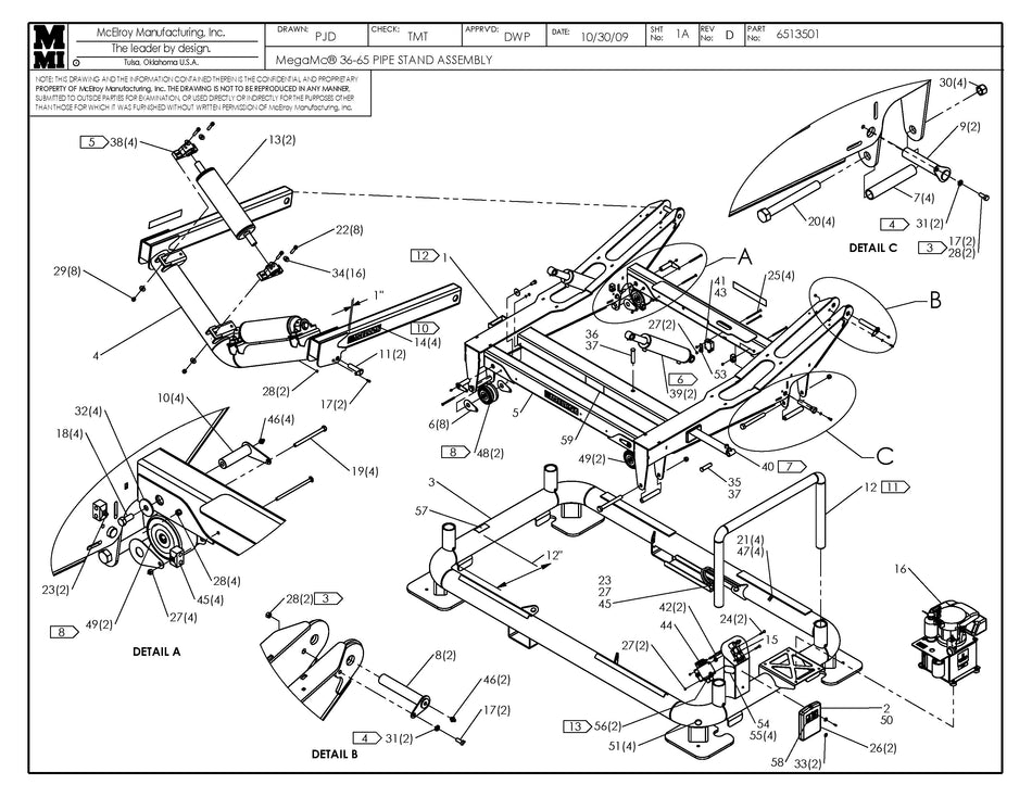 McElroy Part 6513501 - MMC 36-65 GAS PIPE STAND ASSY for sale