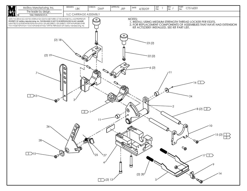 CTS16001 - 1Lc Carriage Assembly