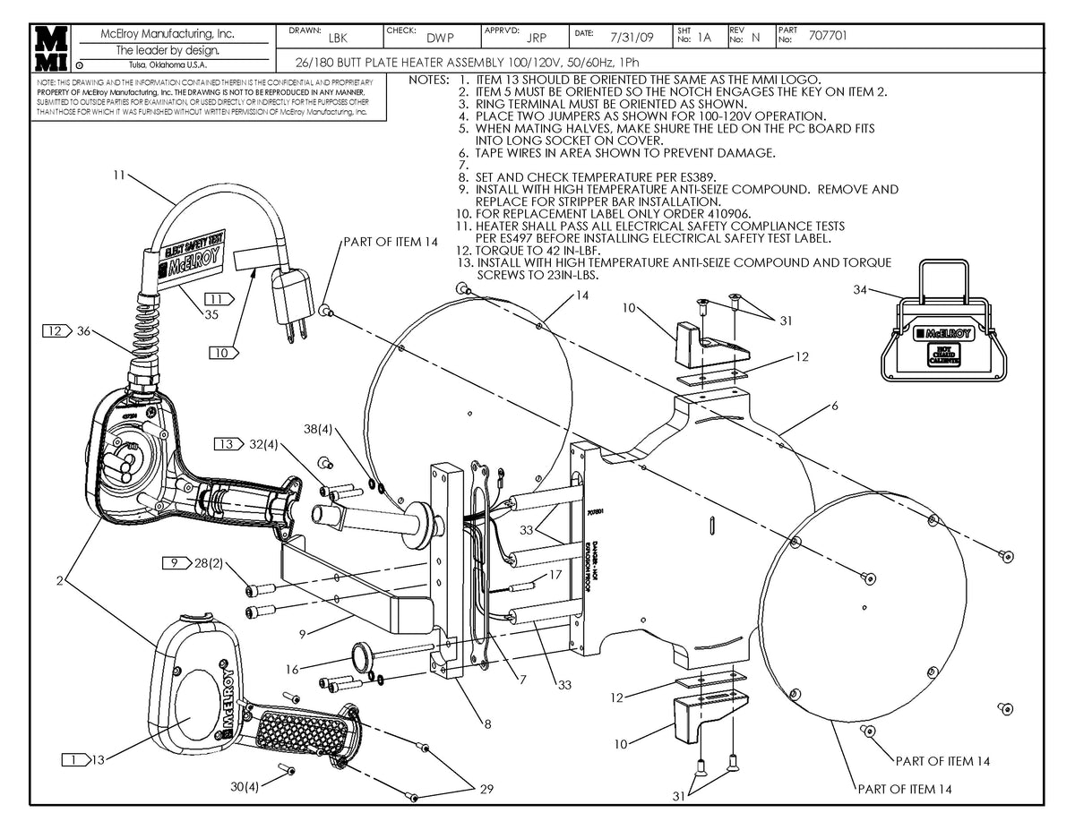 26/180 Bp 100-120V Heater Assembly