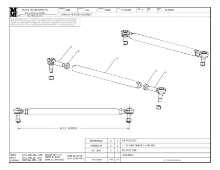 McElroy Part 6511801 - 1600 TIE ROD ASSY for sale