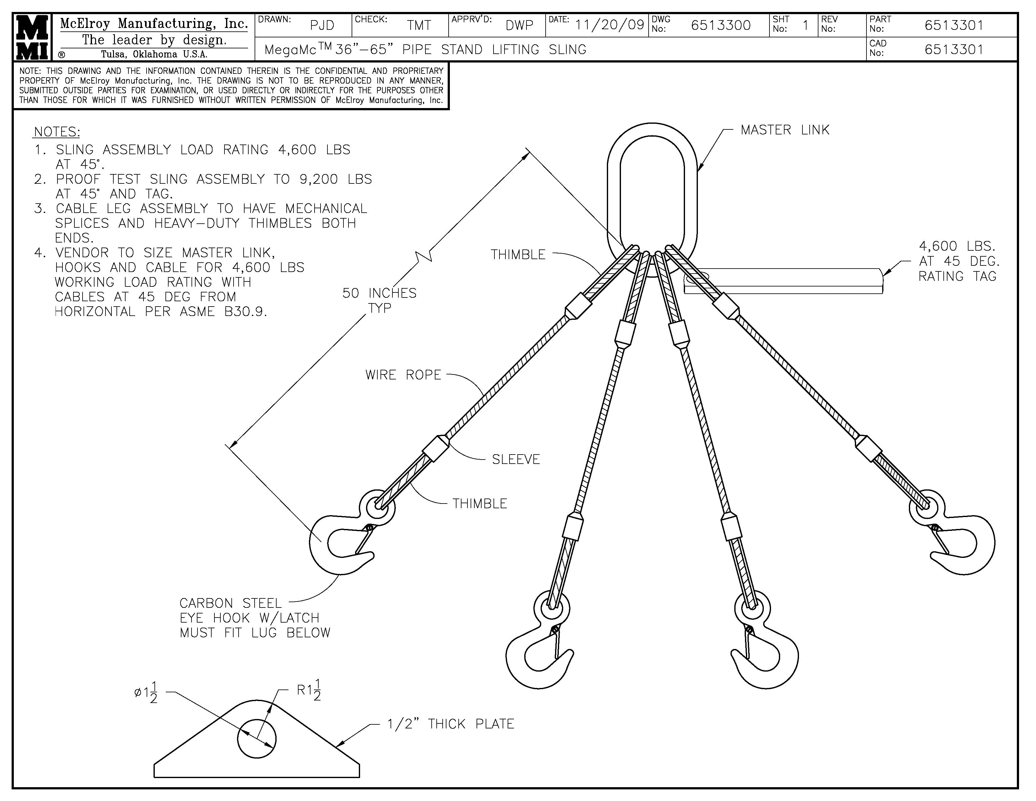 McElroy Part 6513301 - MEGAMC PIPE STND LIFTING SLING for sale
