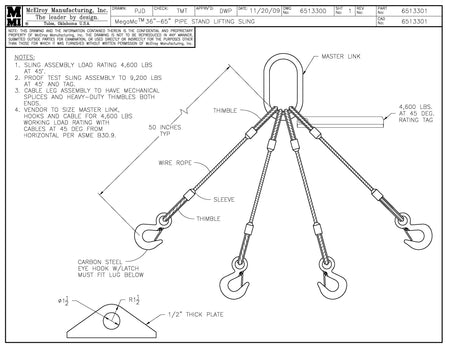 McElroy Part 6513301 - MEGAMC PIPE STND LIFTING SLING for sale
