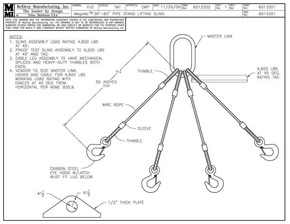McElroy Part 6513301 - MEGAMC PIPE STND LIFTING SLING for sale