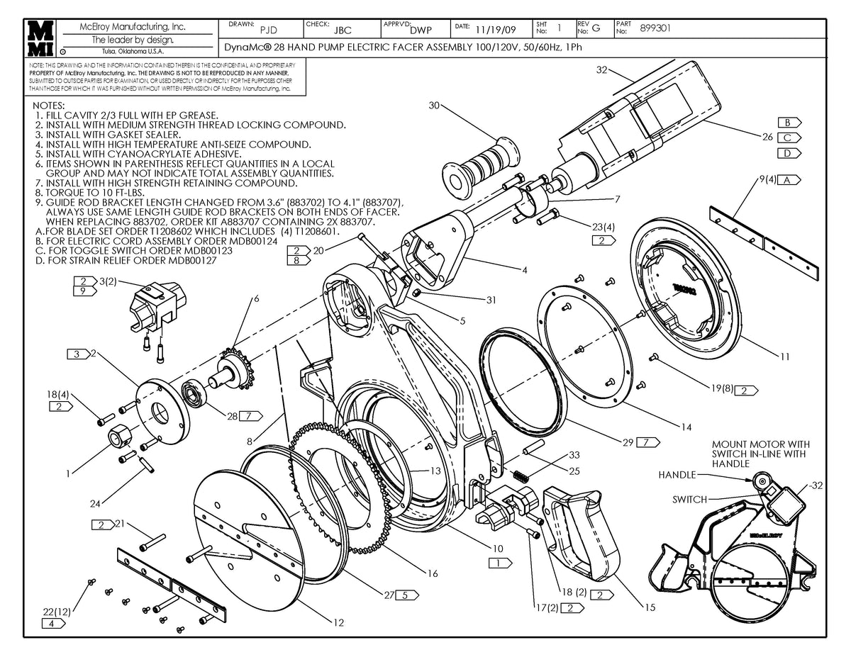 McElroy Part 899301 - DYNAMC 28 HP 100/120 FCR ASSY for sale