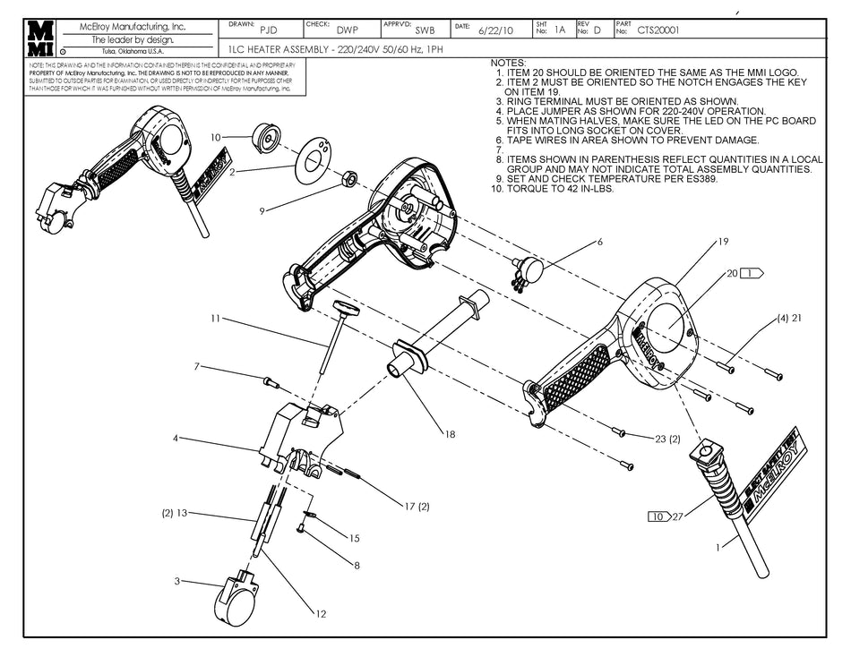 CTS20001 - 1Lc 240V Heater Assembly