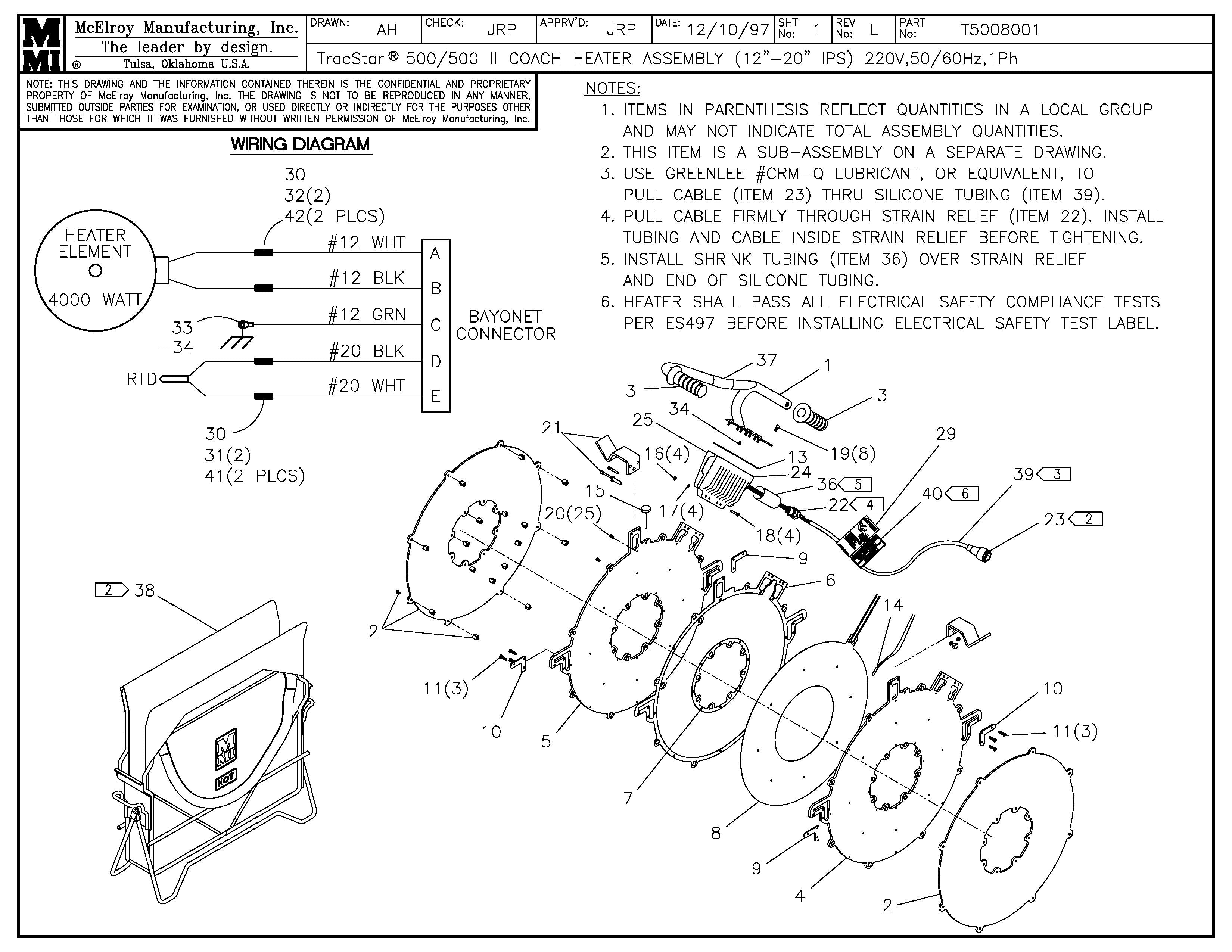 T5008001 - T500/II Coach 12-20IPS Heater Assembly