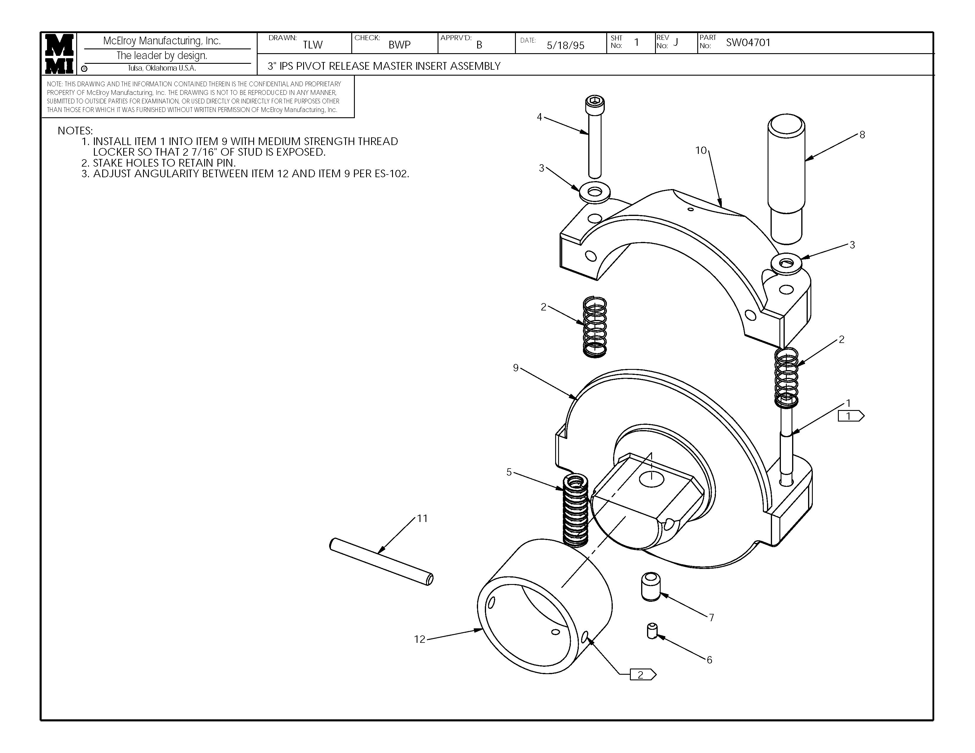 SW04701 - 3IPS Pivot Rlse Master Insert Assembly