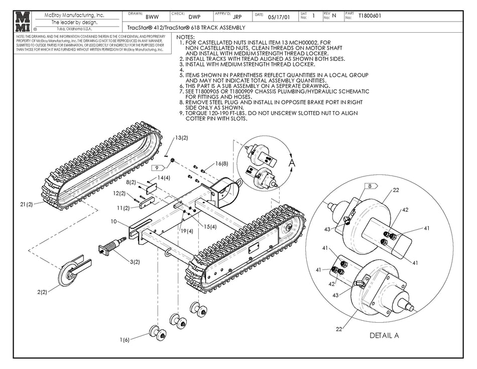 McElroy Part T1800601 - T412/T618 TRACK ASSY For Sale