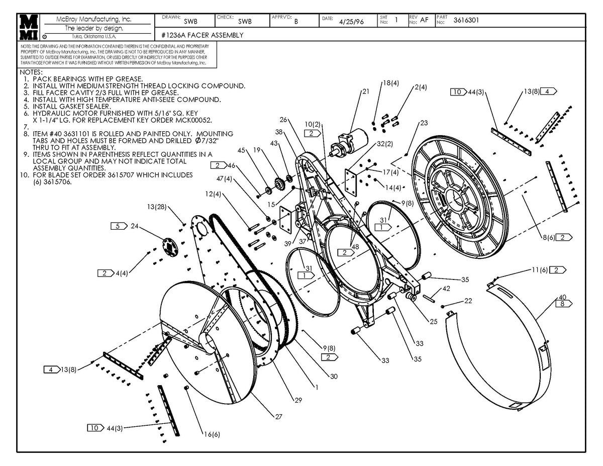 McElroy Part 3616301 - 36 FACER ASSY for sale
