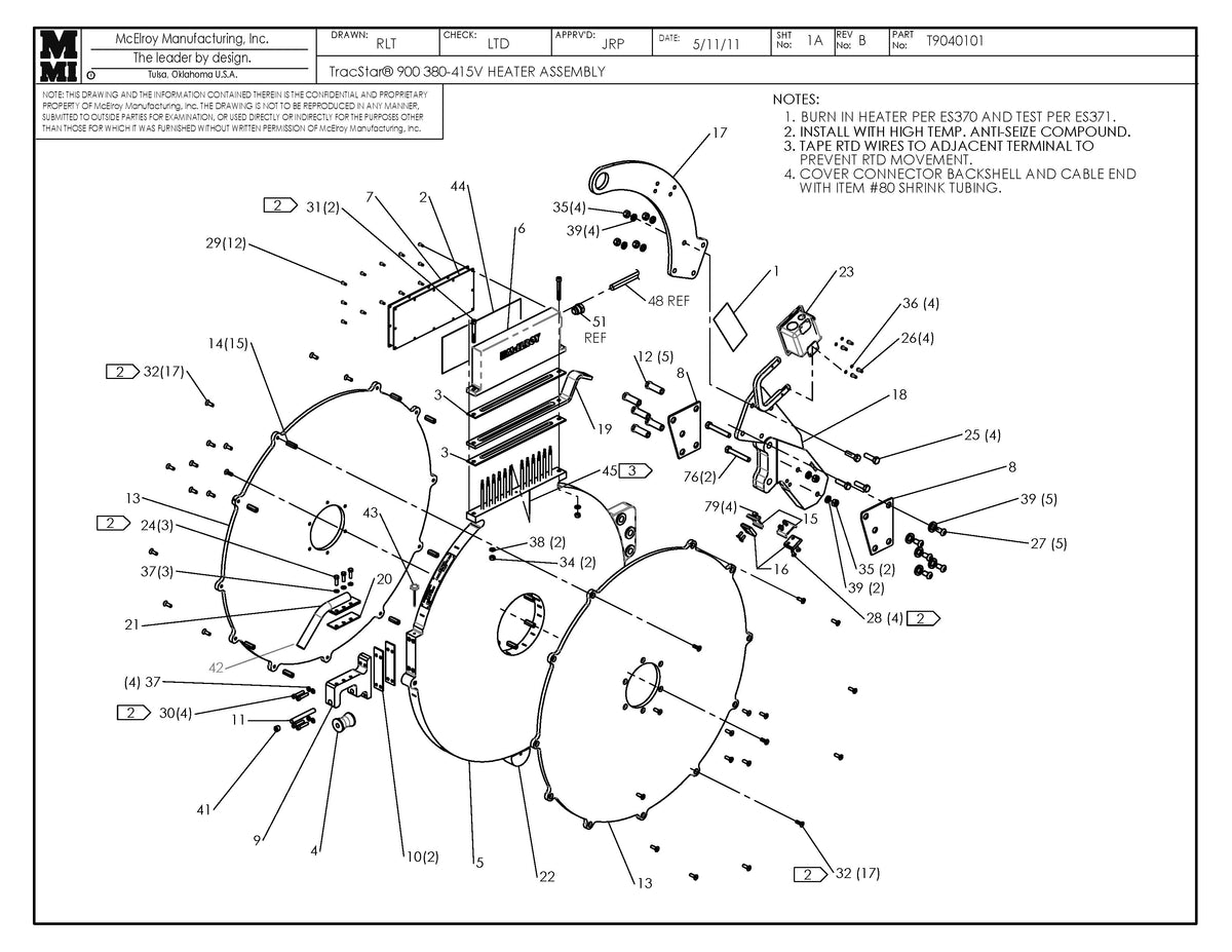 McElroy Part T9040101 - T900 380-415V HEATER ASSY For Sale