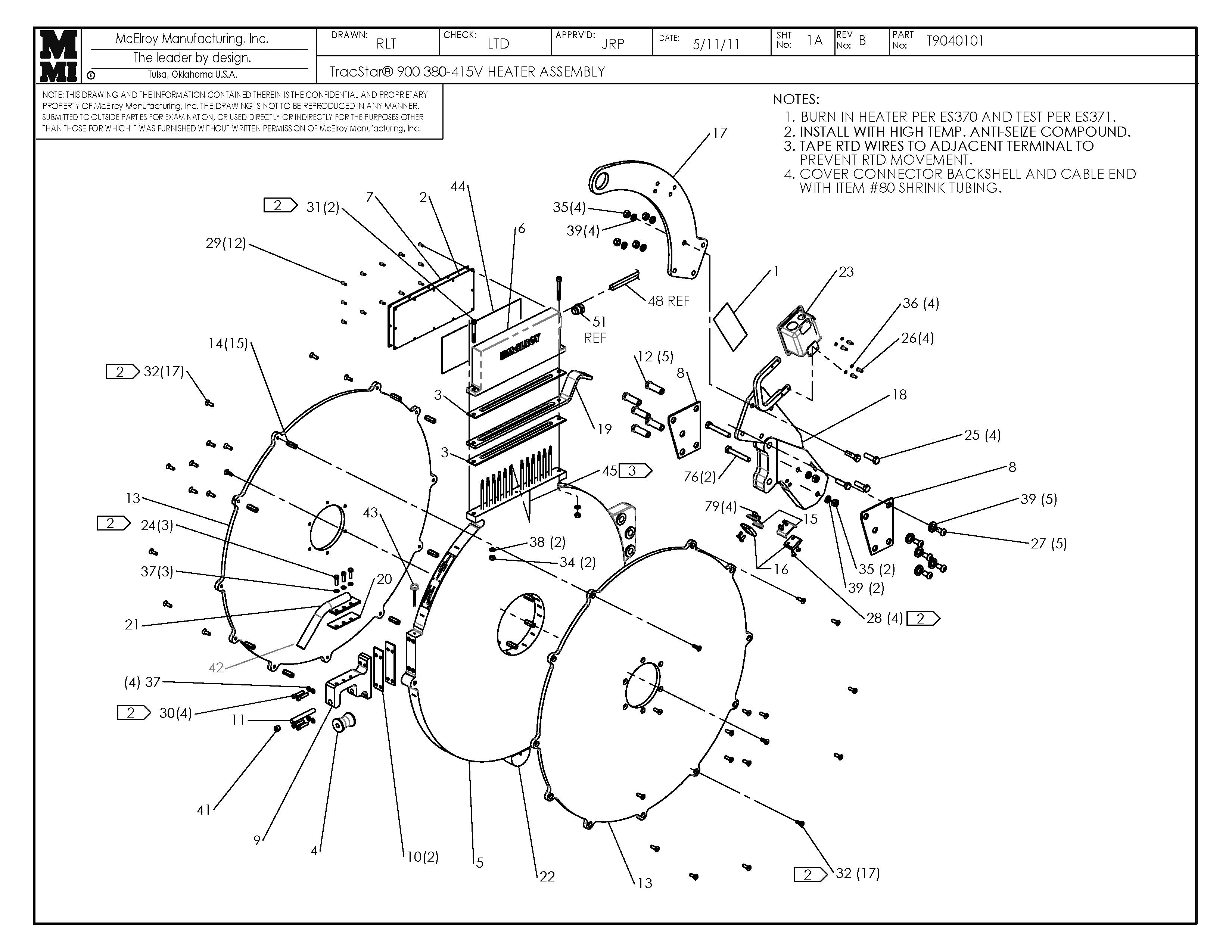 McElroy Part T9040101 - T900 380-415V HEATER ASSY For Sale
