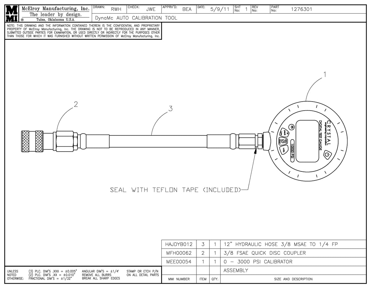 McElroy Part 1276301 - DYNAMC AUTO CALIBRATION TOOL for sale