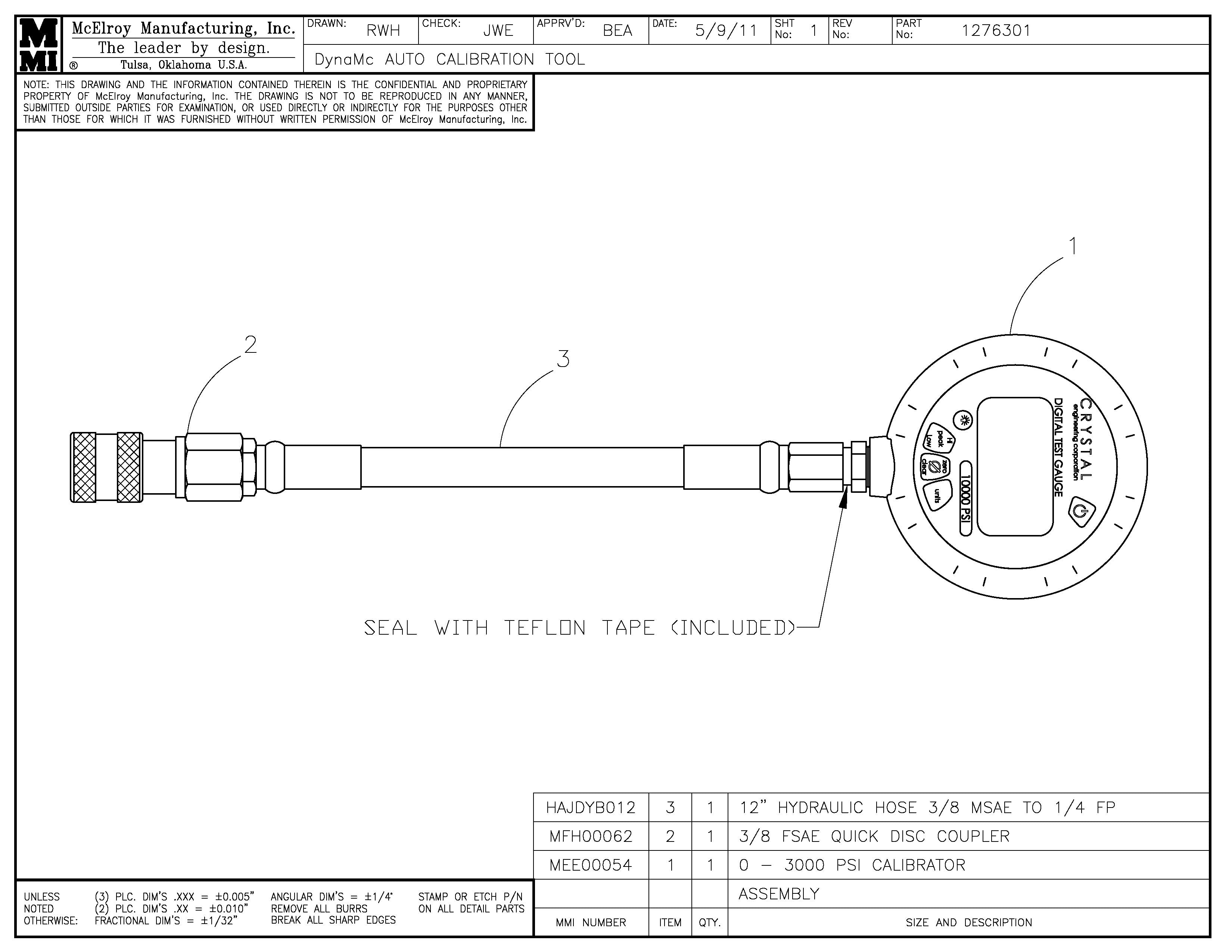 McElroy Part 1276301 - DYNAMC AUTO CALIBRATION TOOL for sale