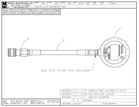 McElroy Part 1276301 - DYNAMC AUTO CALIBRATION TOOL for sale