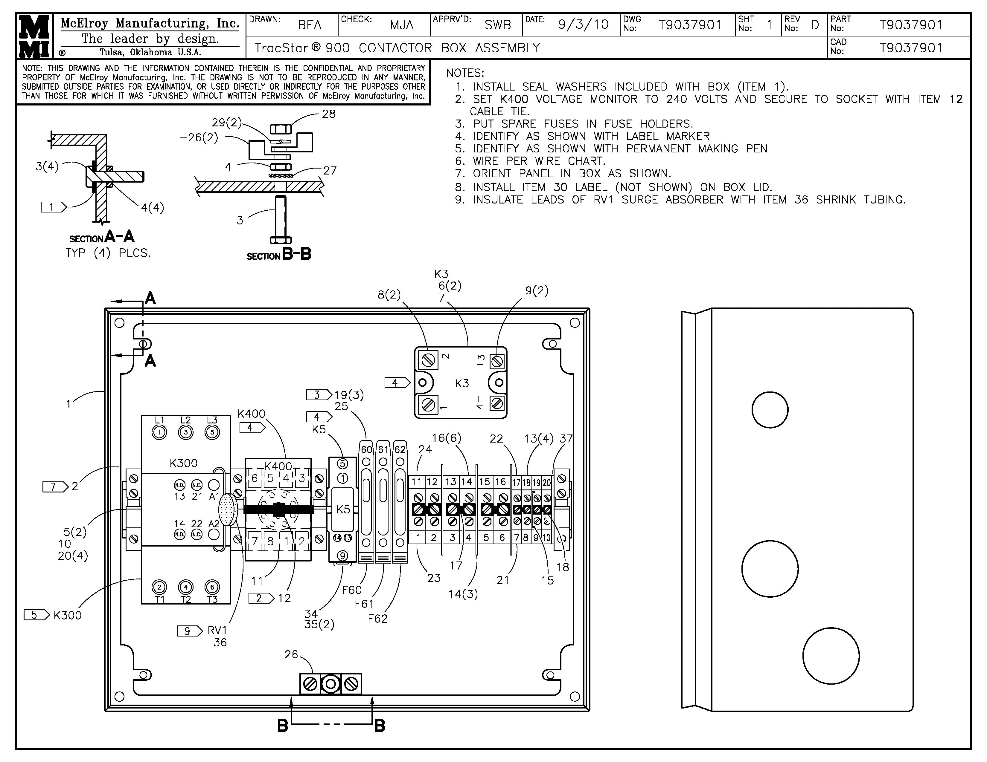 T9037901 - T900 Contactor Box Assembly